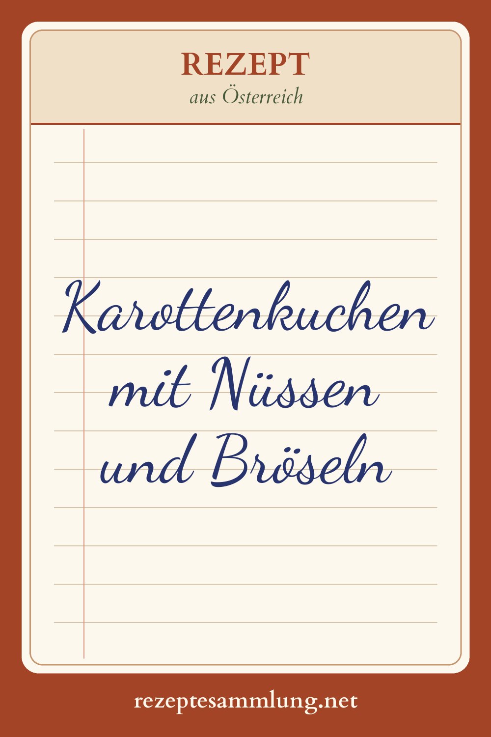 Pin-Bild Karottenkuchen mit Nüssen und Bröseln