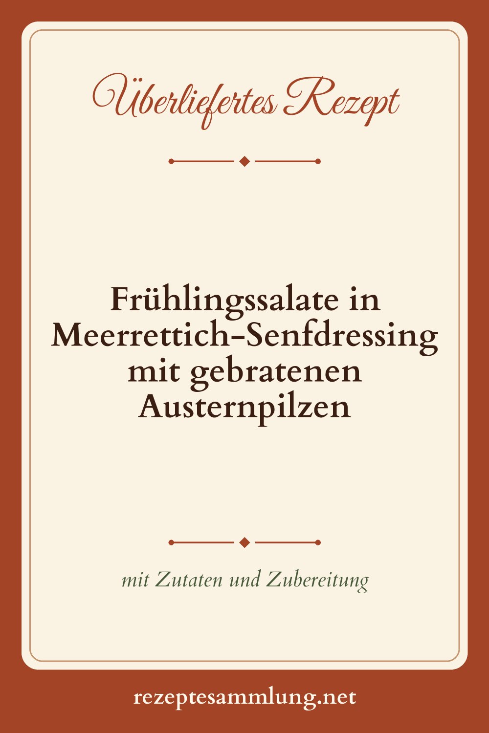 Pin-Bild Frühlingssalate in Meerrettich-Senfdressing mit gebratenen Austernpilzen