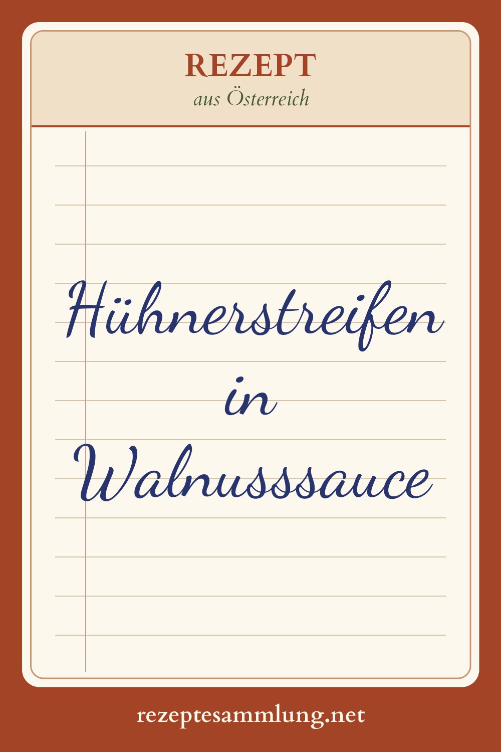 Pin-Bild Hühnerstreifen in Walnusssauce